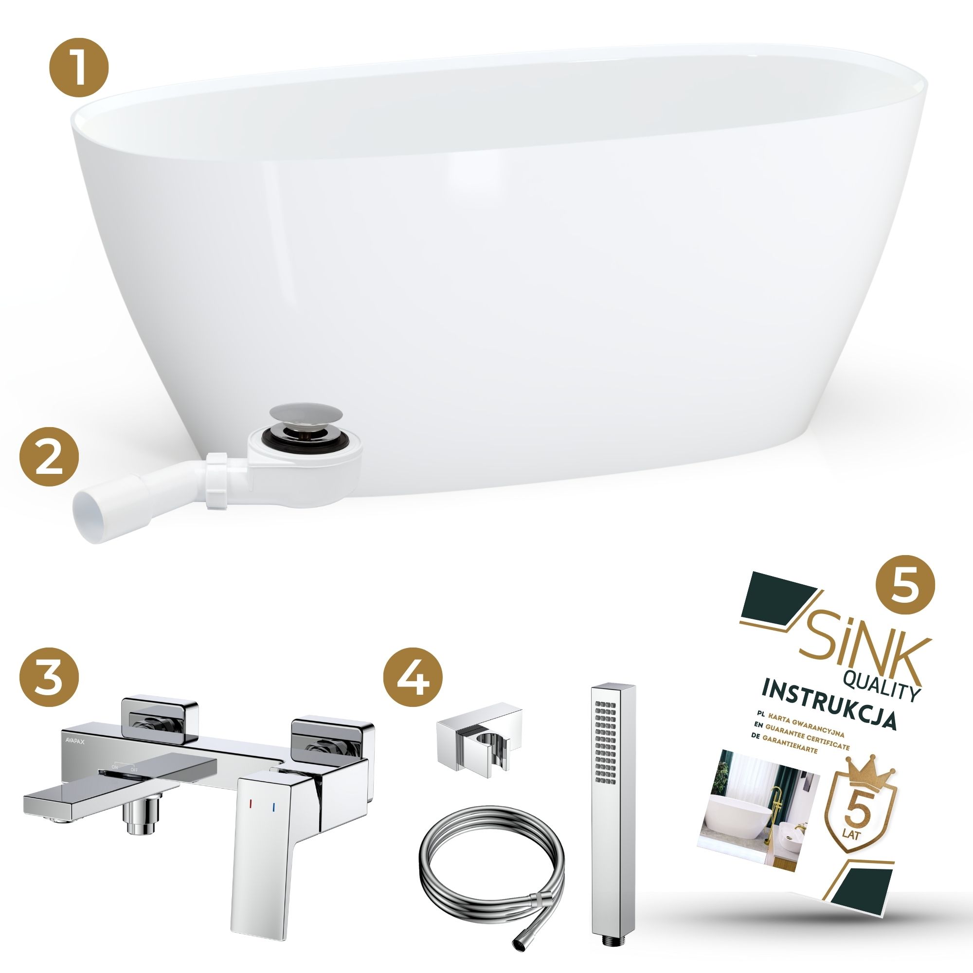 Zestaw: Wanna LENA 150 + bateria ścienna